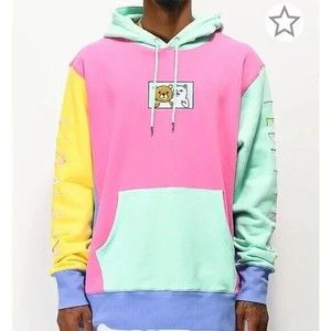 Men’s Ripndip Teddy Fresh Color-block Hoodie Sweatshirt Sz L Multicolored